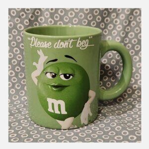 M&M's Green M&M Character Fun Coffee Mug Cup Collectible “Please Don’t Beg”